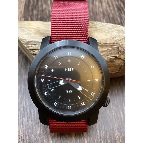 NEFF Tactical Men's Watch - RN 129493 - New Battery Working Black And Maroon - Picture 1 of 6